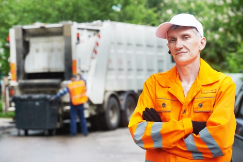 Professional waste management team in action